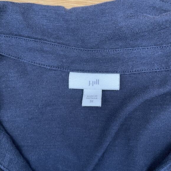 J. Jill Blouse Top Womens Plus Size 3X Navy Blue Knit Beachy Resort Vacation - Picture 4 of 8